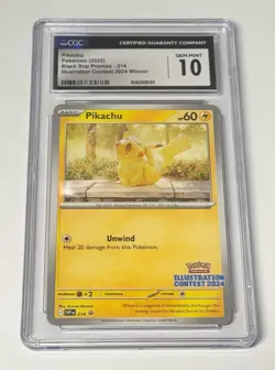 CGC 10 Pikachu SVP 214 Illustration Contest 2024 Winner Promo Pokemon - Image 1