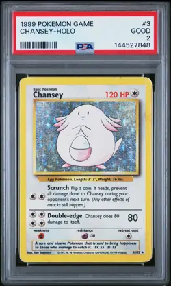 1999 POKEMON GAME #3 CHANSEY-HOLO PSA 2 - Image 1