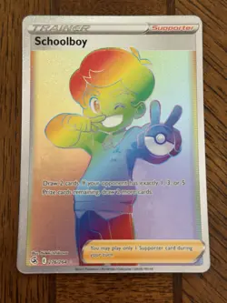 Schoolboy Fusion Strike Trainer Secret Rainbow Rare Full Art Pokemon TCG NM - Image 1