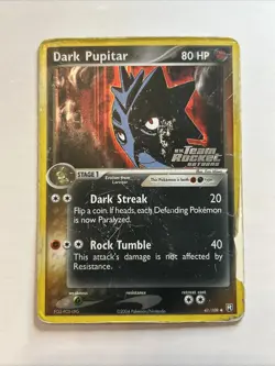 Pokemon TCG Dark Pupitar 41/109 Team Rocket Returns Reverse Holo - Image 1