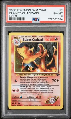2000 POKEMON GYM CHALLENGE HOLO #2 BLAINE'S CHARIZARD PSA 8 - Image 1