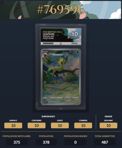 Leafeon - ACE 10 GEM MINT - Perfect Subs - Gem Pack Vol.2 - 0715/15 - Pokemon - Image 3