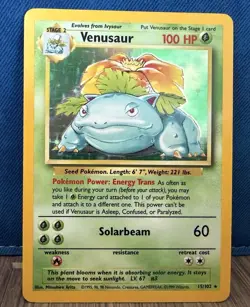 Pokemon Base Set Venusaur Holo Rare 15/102 LP WOTC Vintage - Image 1