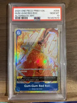 PSA 10 Gum-Gum Red Roc PRB01 Alternate Art OP04-056 One Piece (Gem Mint 10) - Image 1