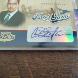 VERY RARE Charlie Sheen Auto Autograph 2004 Playoff Fans Of The Game Card Actor - Image 3