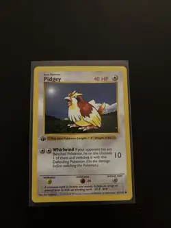 1st Edition Pidgey Shadowless 57/102 Pokemon Card Base Set Near Mint or better - Image 1