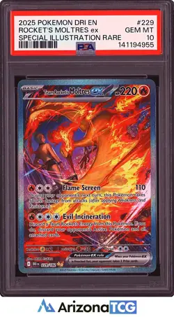 Pokemon 2025 Team Rocket's Moltres ex 229/182 SIR Destined Rivals GEM MT PSA 10 - Image 1