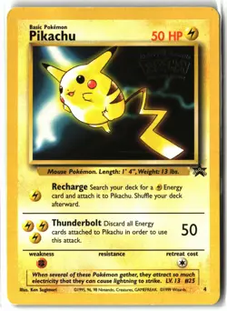 Pikachu ⭐ 4 Promo Wizards Black Star WB Movie 1999 Pokemon LP - Image 1