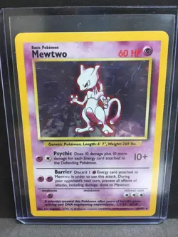 Pokemon Mewtwo 10/102 Base Set HOLO 1999 2000 LP - Image 1