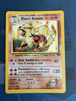 Pokemon TCG Blaine's Arcanine Holo Rare Card 1/132 Gym Challenge Vintage - Image 1