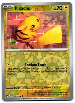 Pikachu 051/162 - Temporal Forces Common Pokemon TCG Reverse Holo - M/LP Card - Image 1