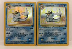 Pokemon Vaporeon Holo Base Set 12/64 Wizards of the Coast 2 Cards 1999 - Image 1