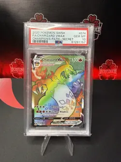 Charizard VMAX #074 2020 Pokemon SWSH Champion's Path Rainbow PSA 10 Gem MT - Image 1