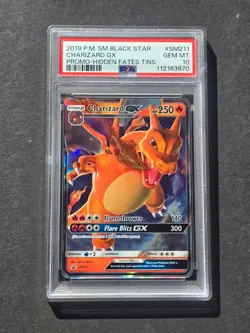 Pokemon PSA 10 HIDDEN FATES TINS 2019 PROMO CHARIZARD GX #SM211 - GEM MINT - Image 1
