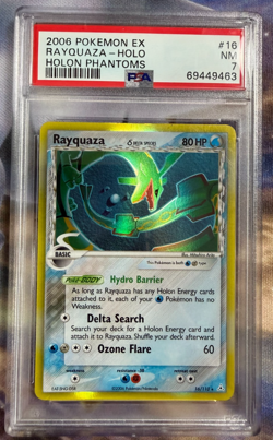 2006 Pokemon TCG EX Holon Phantoms Rayquaza 16/110 Holo Rare PSA 7 NM - Image 1
