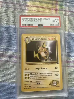 Lt. Surge's Raichu 28/132 Gym Heroes - Pokemon PSA - NM -MT 8 - 86984178 - Image 1
