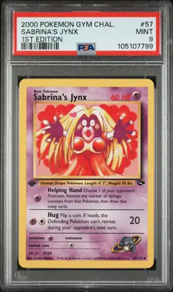 2000 POKEMON GYM CHALLENGE 57 SABRINA'S JYNX 1ST EDITION - PSA - MINT 9 - Image 1