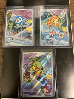 Pokemon 1st Partner Illustration Collections Turtwig #40 Chimchar #41 Piplup #42 - Image 1