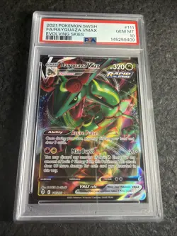 2021 POKEMON SWORD & SHIELD EVOLVING SKIES #111 FULL ART/RAYQUAZA VMAX PSA 10 - Image 1