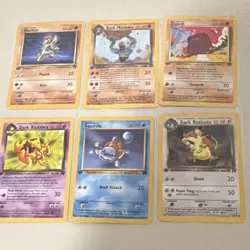 Nintendo Pokemon TCG Team Rocket 1st Edition Lot - Machop, Squirtle, 6 Cards - Image 1