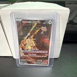Pokemon Team Rocket's Meowth Illustration Rare Holo 203/182 Sv10 70HP - Image 1