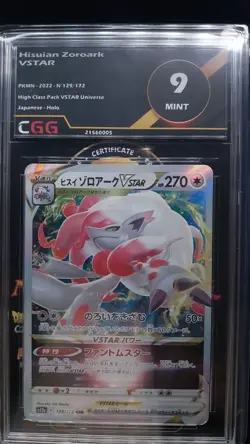 Carte pokemon Hisuian Zoroark VSTAR Gradee CGG 9 Mint 129/172 Universe 21560005 - Image 1