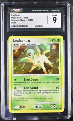 CGC 9 MINT Leafeon 2008 Majestic Dawn 7/100 Holo Pokemon Card - Image 1