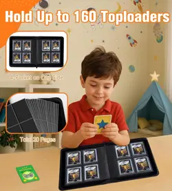 160 Pockets , Trading Card Binder Zippered Album Holds 3"x 4" 35PT Toploaders... - Image 3