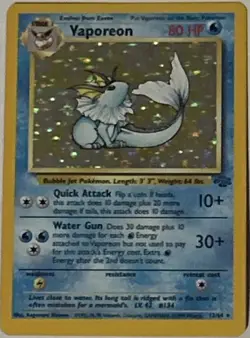 Vaporeon Holo Jungle 12/64 Pokemon Card – LP Vintage WOTC - Image 1