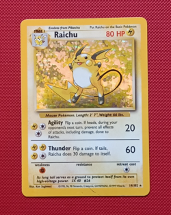 Pokemon TCG Raichu 014/102 Base Set Unlimited Holo Rare Card LP/MP - Image 1