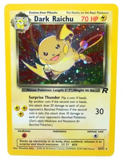 Dark Raichu 83/82 Holo Rare Unlimited Team Rocket 2000 - Pokemon Card TCG (NM) - Image 1