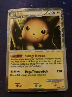 Raichu PRIME 83/90 2010 HG&SS Undaunted Pokemon Card TCG Holo Rare - Lp/Mp - Image 1