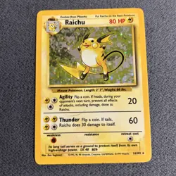 Raichu 14/102 Pokemon Card TCG Based Set Unlimited Holo Rare - Image 1