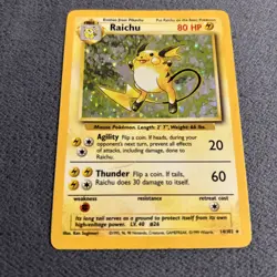 Raichu 14/102 Pokemon Card TCG Based Set Unlimited Holo Rare - Image 2