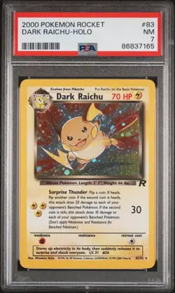 Pokemon TCG Dark Raichu 83/82 Team Rocket Holo Rare PSA 7 - Image 1