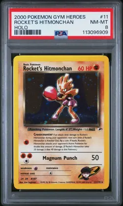 2000 POKEMON GYM HEROES #11 ROCKET'S HITMONCHAN HOLO - Image 1