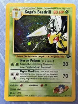 Koga's Beedrill HOLO RARE 9/132 Gym Challenge VINTAGE 2000 Pokemon - Image 2
