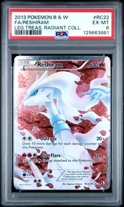 2013 POKEMON B&W LEGEND TREASURES RADIANT COLL #RC22 FULL ART/RESHIRAM PSA 6 - Image 1