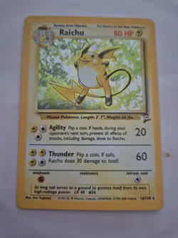 Pokemon TCG Raichu Base Set 2 Holo Unlimited Rare Card 16/130 MP-LP - Image 1