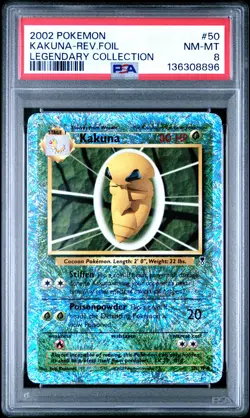 2002 POKEMON LEGENDARY COLLECTION #50 KAKUNA-REVERSE FOIL PSA 8 - Image 1