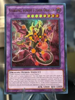 Starving Venom Fusion Dragon LEDD-ENC25 Ultra Rare 1st Edition YuGiOh Card NM - Image 1