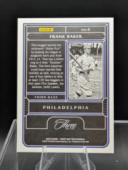 2023 Panini Three and Two Holo Gold /15 Home Run Baker Frank Baker #4 HOF Card - Image 4
