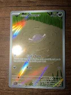 Pokemon TCG Paldean Wooper Holo Card Paldea Evolved, Illustration Rare, 221/193 - Image 1