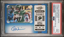 Garrett Wilson 2022 Contenders Optic Variation Rookie Auto Blue 3/25 #117 PSA 9 - Image 1