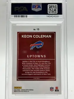2024 Panini Donruss Optic Keon Coleman Uptowns #15 (RC) PSA 10 - Image 3