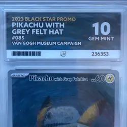 ACE 10 Pikachu With Grey Felt Hat - Van Gogh Museum Promo Pokemon Card - Image 4
