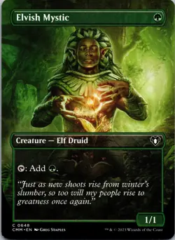 Elvish Mystic (Borderless) 648 Common Commander Masters Magic: The Gathering LP - Image 1