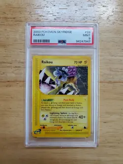 Pokemon PSA 9 MINT 2003 Raikou 28/144 Skyridge Rare Card - Image 1