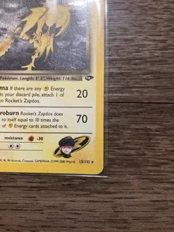 2000 Pokemon Gym Heroes Rockets Zapdos Holo Swirl 15/132 LP-MP Rare Vintage - Image 3