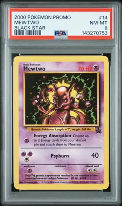 2000 POKEMON PROMO BLACK STAR #14 MEWTWO PSA 8 - Image 1